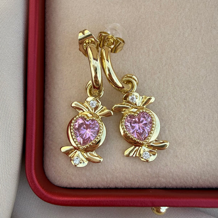 Pendientes Corazón rosa