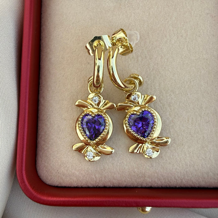 Pendientes Corazón lila