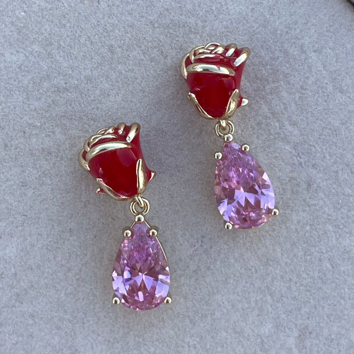 Pendientes Roja rosa
