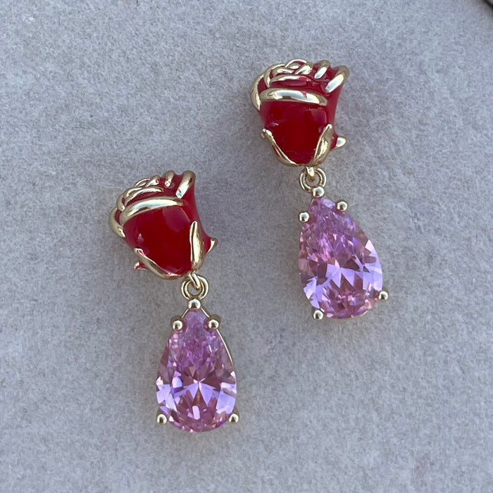 Pendientes Roja rosa