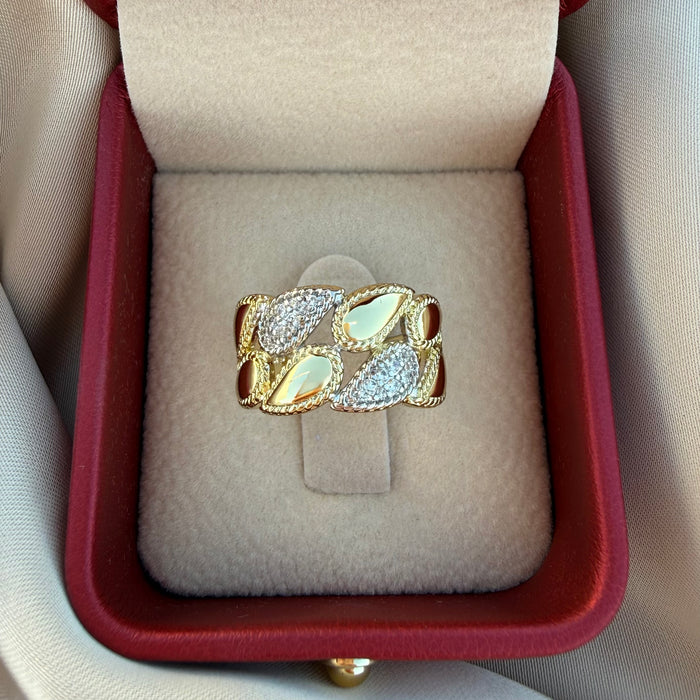 Anillo Hojas bicolor