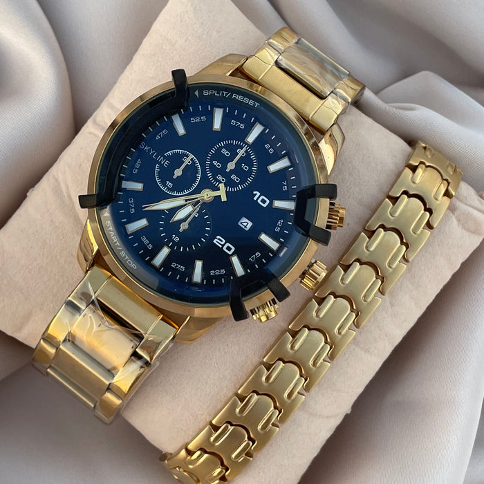 Reloj Deportivo dorado negro