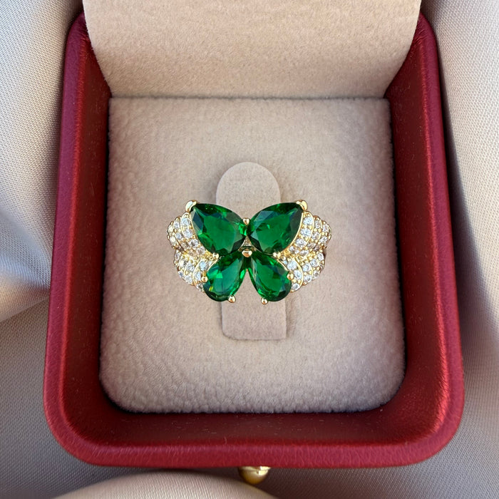 Anillo Mariposa verde esmeralda