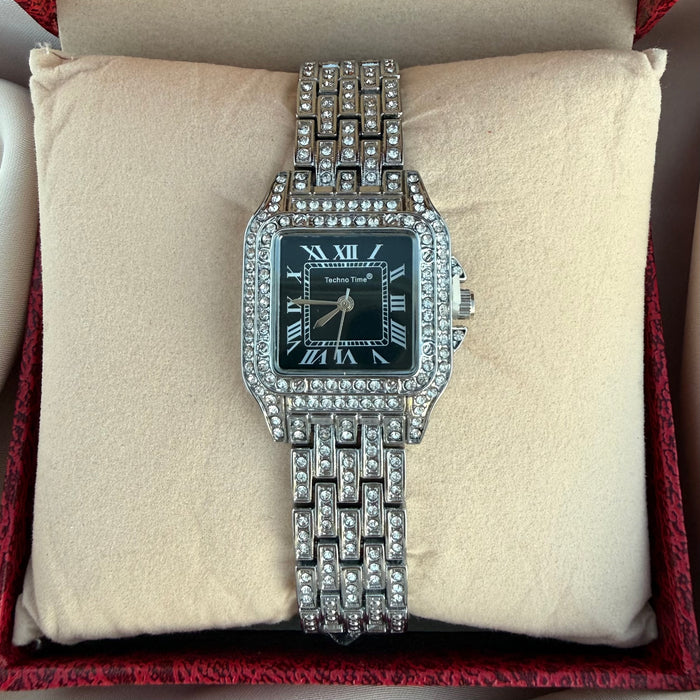 Reloj Carti plata con negro