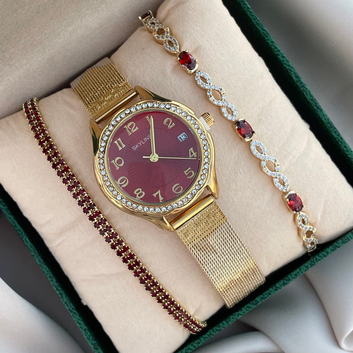 Reloj Korse dorado rubí
