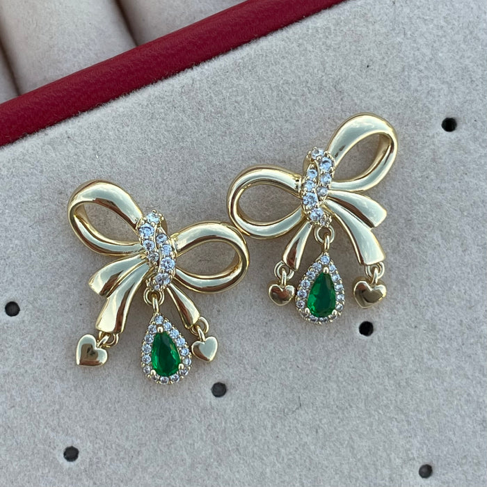 Pendientes Lazo esmeralda