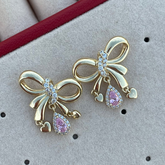 Pendientes Lazo rosa