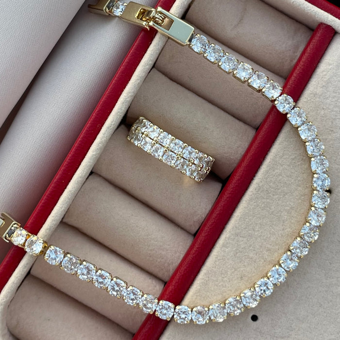 Pack pulsera más anillo Brillantina