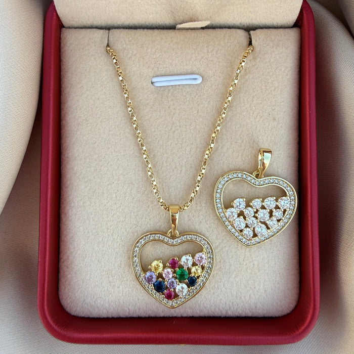 Collar Corazón diamantina