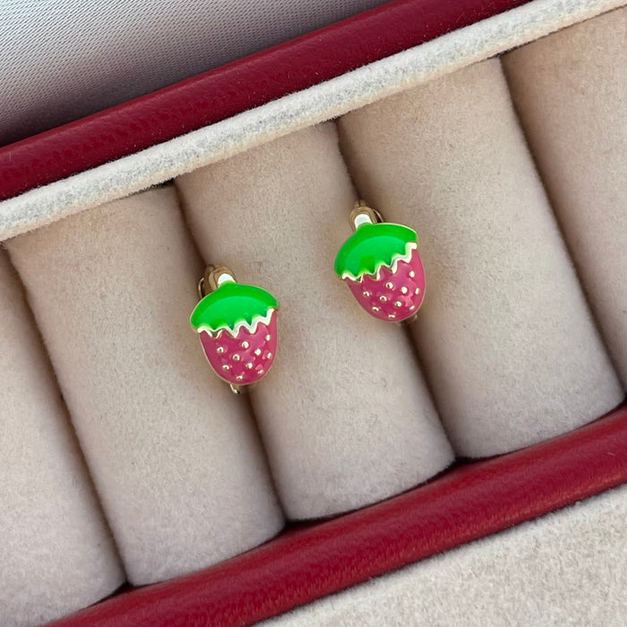 Pendientes Fresa rosa