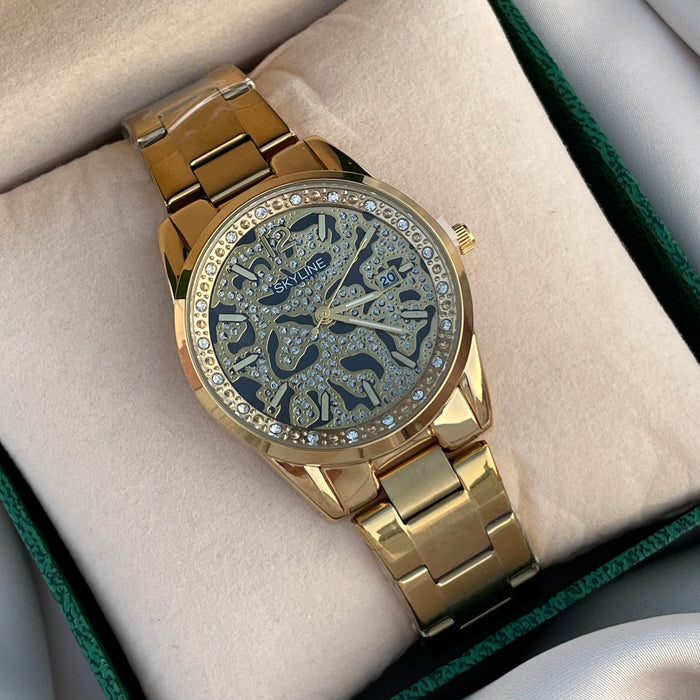 Reloj Pantera dorado liso