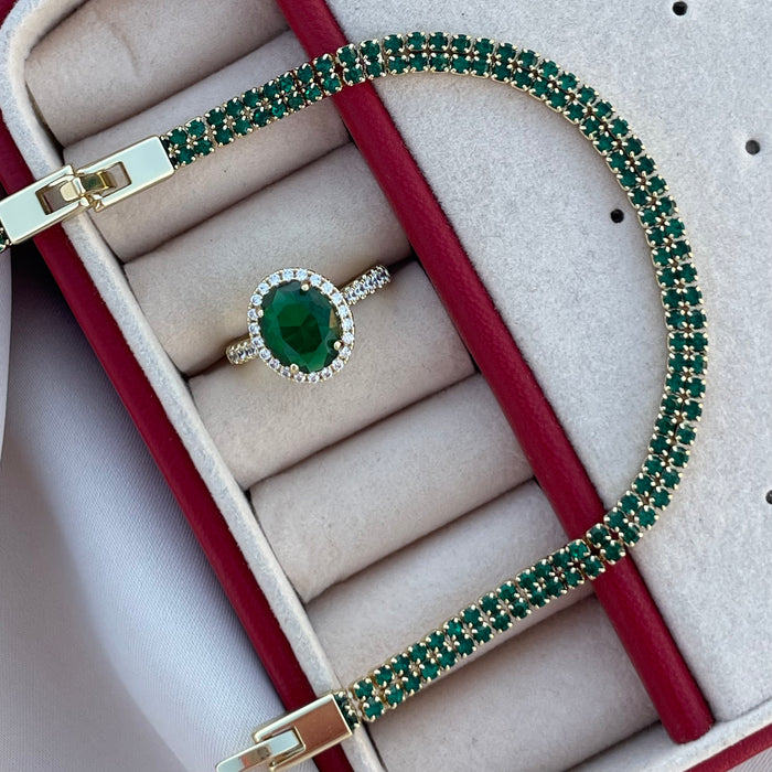 Pulsera Diamantina esmeralda