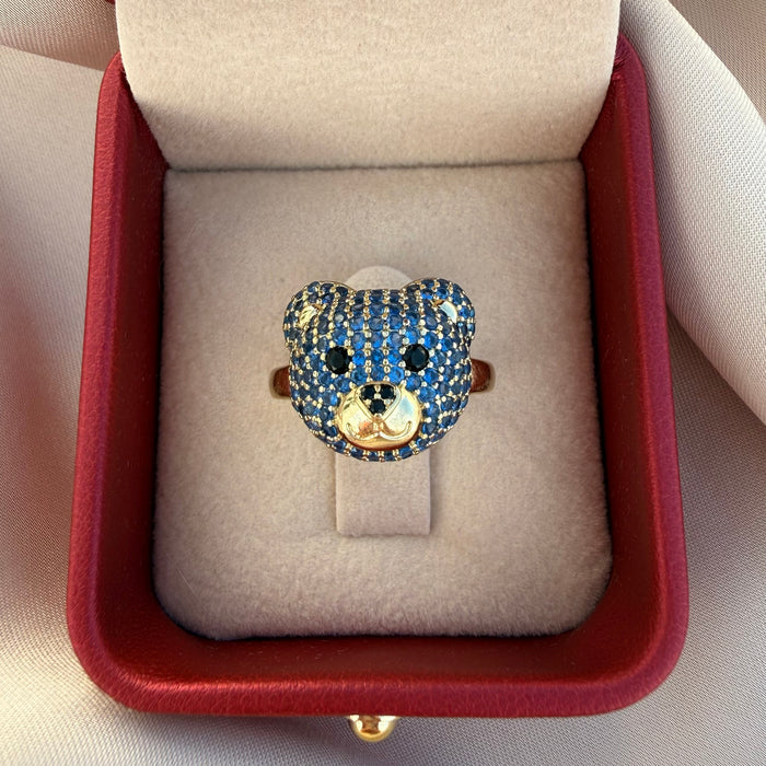 Anillo Oso Azul zafiro