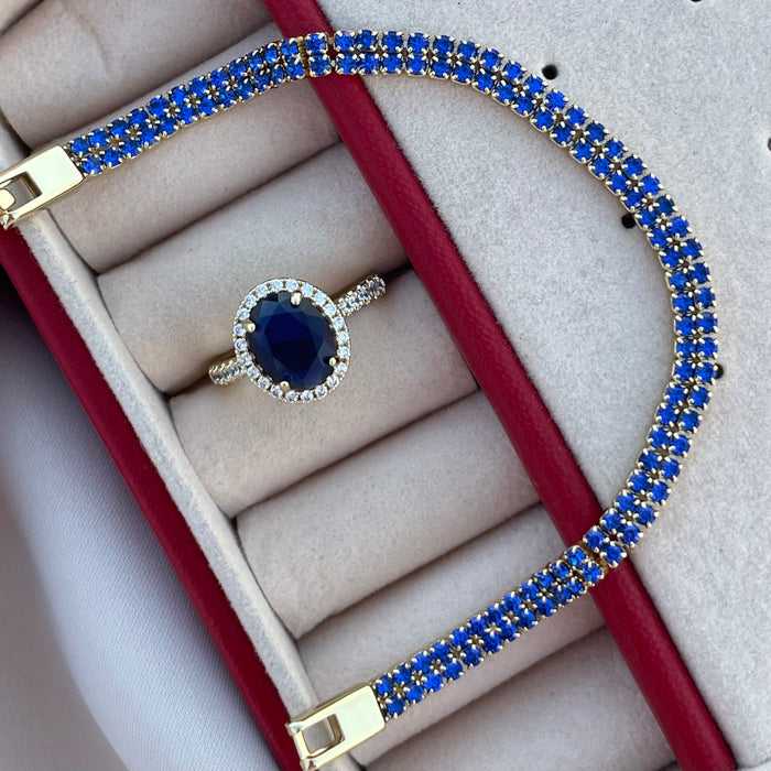 Pulsera Diamantina azul zafiro
