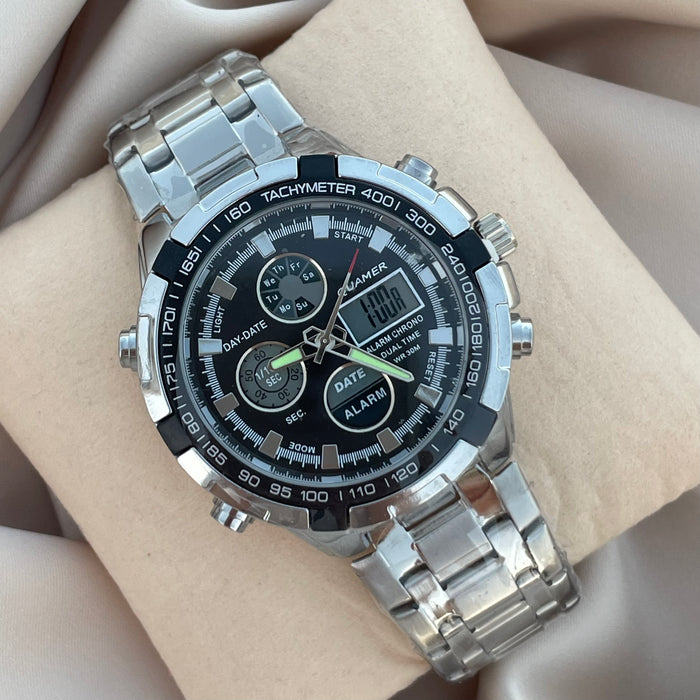 Reloj Deportivo plata-negro
