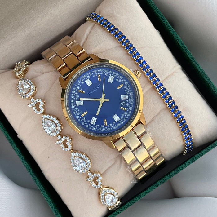 Reloj Brilliant dorado azul